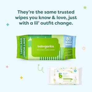 3 PK Babyganics Baby Wipes, Unscented Diaper Wipes, 240 Count
